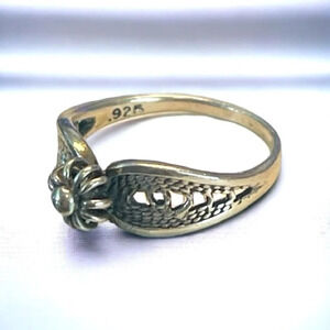 Signed Floral Filigree Sterling Silver Ring